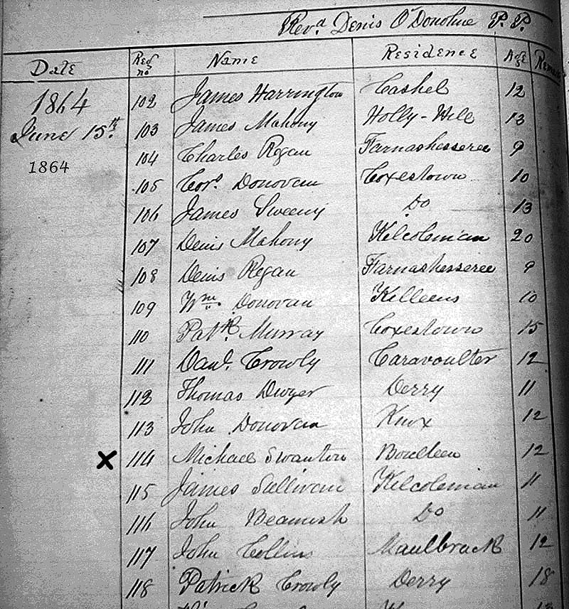 Michael Swanton's Confirmation 1864